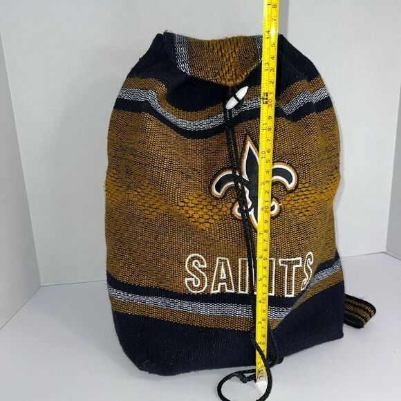 New Orleans Saints Multi-Color Woven Drawstring Backpack Tote Sack Football - Picture 2 of 9